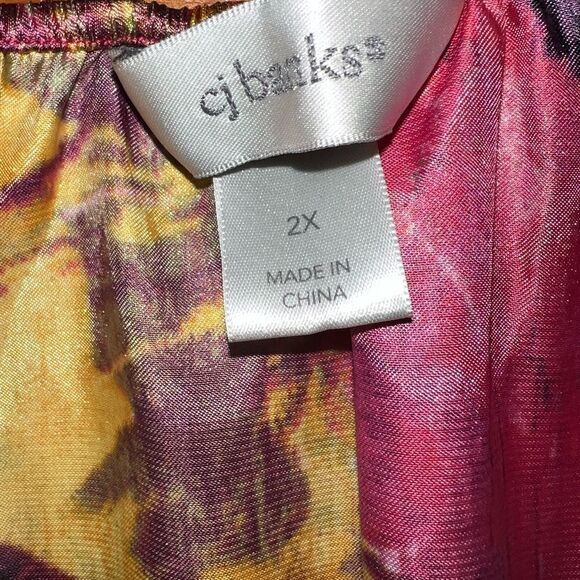CJ Banks abstract print multicolored blouse with watercolor design size 2X - Picture 11 of 11